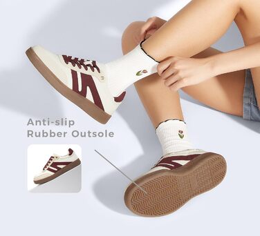 Жіночі ретро-кросівки LUCKY STEP зі шкіри для тенісу та скейтбордингу, бежево-червоні (36 EU)