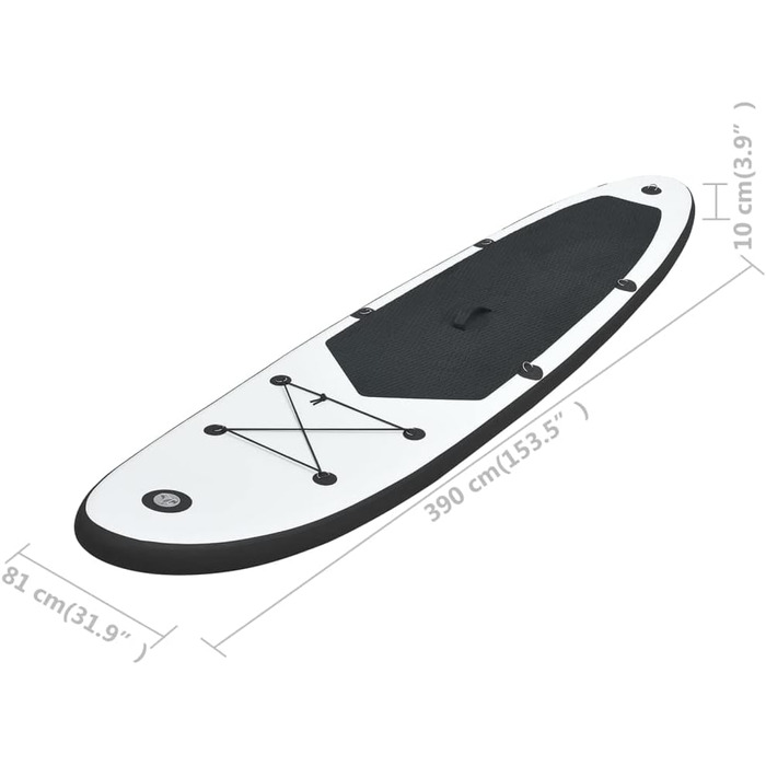 Надувна SUP-дошка vidaXL 390x81x10 см, чорна, комплект для серфінгу з веслом