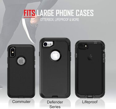 Спортивний браслет RevereSport для телефону з чохлом (Otterbox, Lifeproof). Сумісний з iPhone 15/14/13/12/11/SE/Mini та Samsung S23/S22/S21/S20. Підходить для телефонів середнього розміру (6.5')