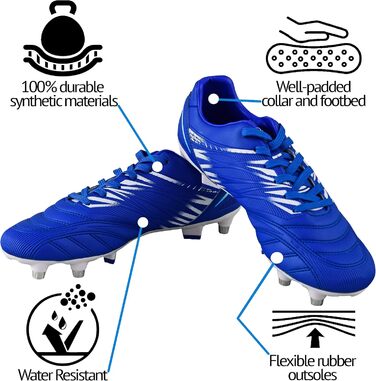 Футболні бутси Valencia SG для чоловіків, чорно-сині, розмір 45 EU, для м'яких/мокрих поверхонь