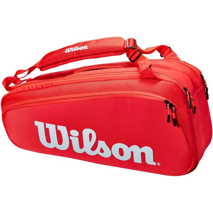 Тенісна сумка Wilson Sporting Goods на 15 ракеток, червоно-біла