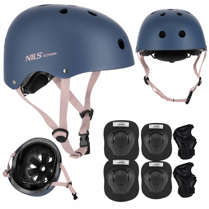 Дитячий велосипедний шолом з регулюванням та набір захисту для скейту, розмір S