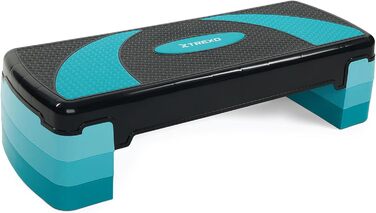 Степ-платформа TREXO для аеробіки та фітнесу, 78 x 30 см, регульована висота 10-20 см, синій