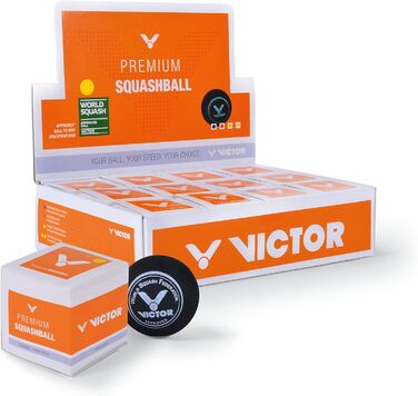 Сквош-м'ячі VICTOR жовті, 12 штук, для сквошу