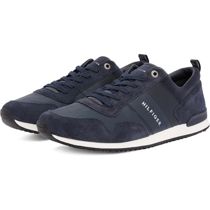 Кросівки Tommy Hilfiger чоловічі Runner Iconic з шкіри та замші, блакитний, 46 EU