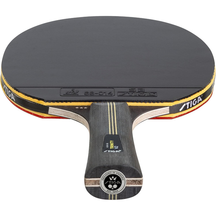 Стіга Trinity V2 – пінг-понгова ракетка для настільного тенісу, 3 зірки, ITTF, ергономічна ручка, для атакуючих гравців, чорна