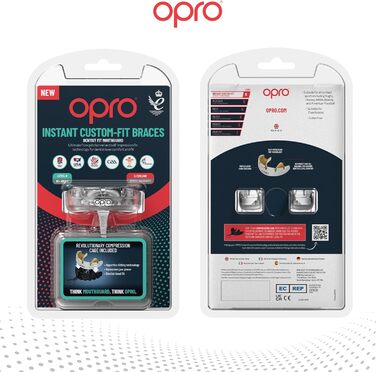 Капа для фіксованих брекетів OPRO – захист для боксу, єдиноборств, MMA, хокею та регбі – для дорослих та дітей від 10 років – прозора