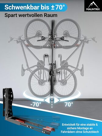 Настінна підставка для велосипеда Mauntrix | 16-29 дюймів | Сталева, до 35 кг | Економія місця | З монтажним комплектом