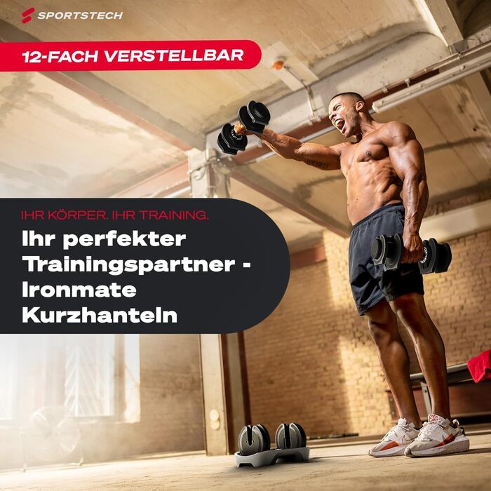 Регульовані гантелі Ironmate для дому, 1.5-18/24/40 кг, з дисками, 12-16 ваг, компактні, з неслизьким грифом, для силових тренувань, з підставкою Ironmate 18 чорні