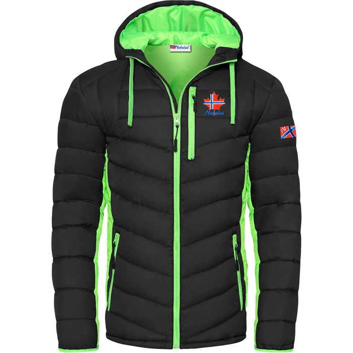 Чоловіча куртка Nebulus MERIK, тепла зимова та перехідна куртка (XXL, чорно-лаймова)