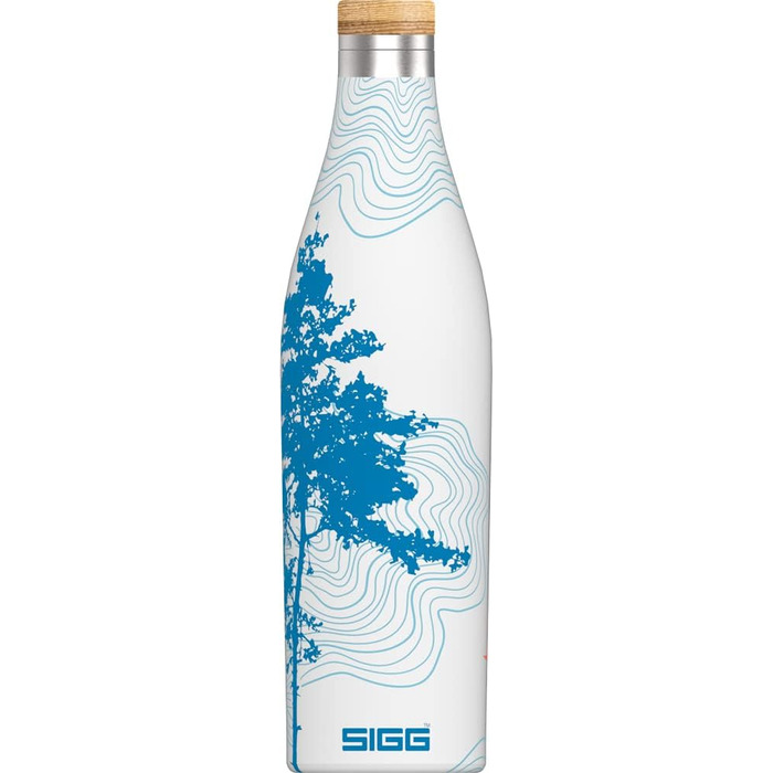 Термос пляшка SIGG Meridian 0,5 л Sumatra Tree, ізольована, з подвійними стінками з нержавіючої сталі 18/8, бамбукова кришка, без BPA та пластику, вузька, герметична
