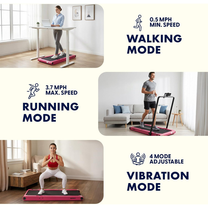 Бігова доріжка Squatz 2-in-1 Walking Pad для дому та офісу, рожева