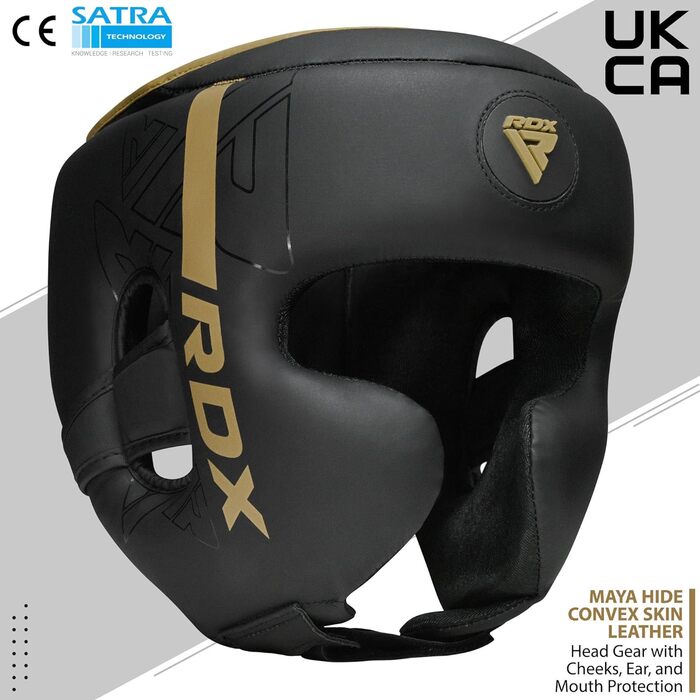 Захист для голови RDX з Maya Hide шкіри для боксу, кікбоксингу, MMA, Муай Тай, карате, тхеквондо, спарингів, універсальний шолом для єдиноборств