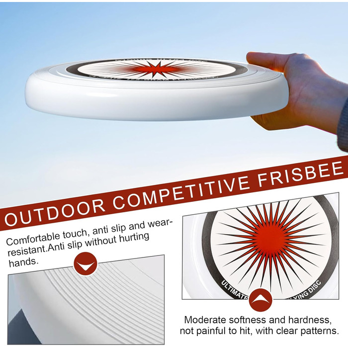 Фрісбі Ultimate 175г для вулиці, професійне, червоне. Диск для гри та змагань з тасьмою для зберігання