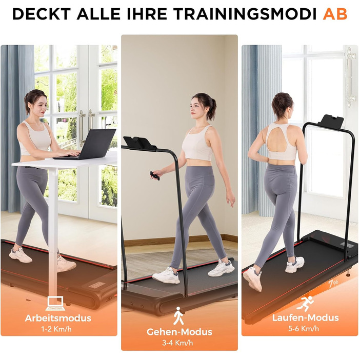 Біговий тренажер LIKESPORTING: компактний, з регулюванням нахилу, тримачем для планшета та пультом керування. Для дому та офісу, чорний