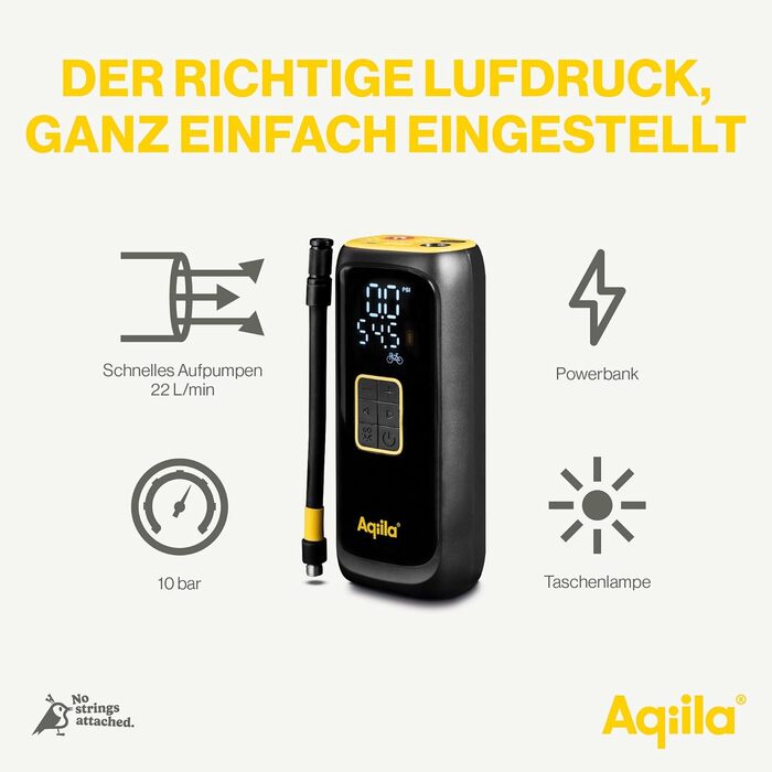 Aqiila Airbird C4 – портативний повітряний насос і високопродуктивний компресор із вбудованим акумулятором 4000 мА·год, LED-підсвіткою, швидким монтажем та автоматичним відключенням для точного та легкого накачування