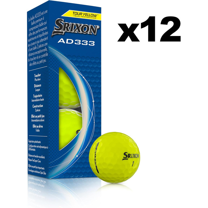 Гольф-м'ячі Srixon AD333 11 для дистанції та швидкості, низька компресія, контроль, лінія для прицілювання, преміум аксесуар, подарунок для гольфу