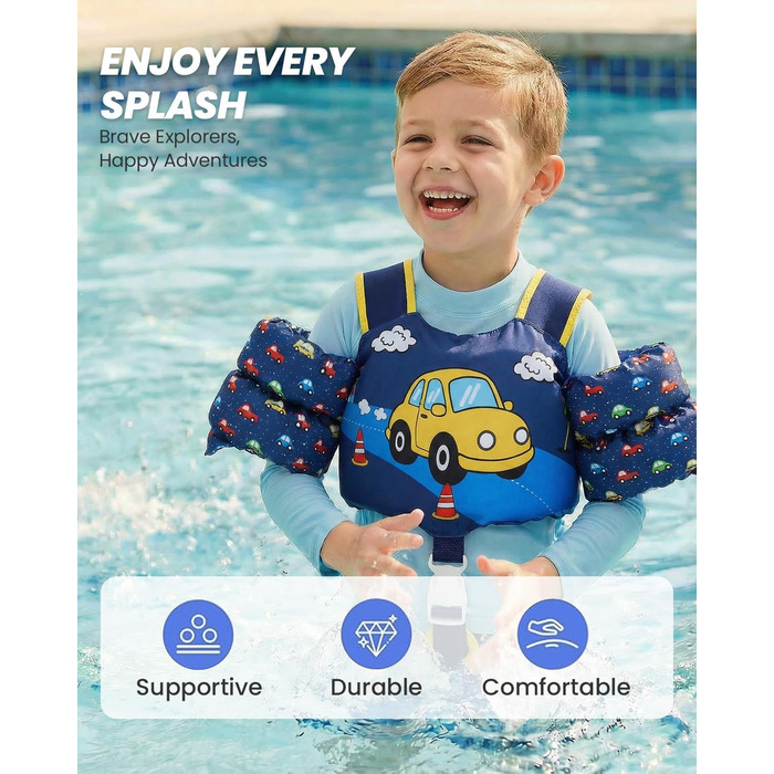 Дитячий рятувальний жилет Gogokids з підтримкою рук для плавання (11-30 кг, 1-6 років) – сертифікат EN13138-1, для басейну та пляжу