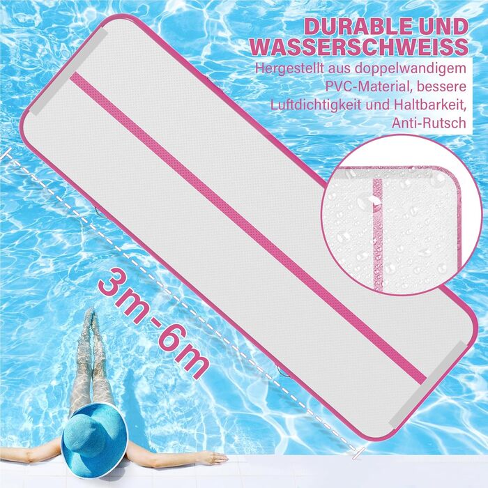 Надувна гімнастична матка для дому, 300x100x10 см (м'ятно-зелена)