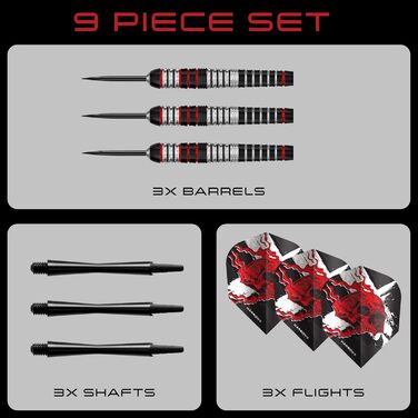 Дарти Harrows Ryan Searle Heavy Metal (22g, 24g, 26g) – сталеві дротики з шафтами Speedline, польотними пір'ями 100 мікрон та кейсом