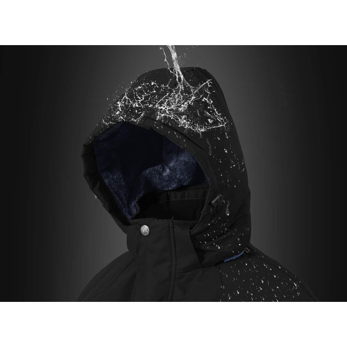 Чоловіча зимова куртка-фліска з капюшоном, Windjacke, Softshell для туризму та активного відпочинку, чорний колір