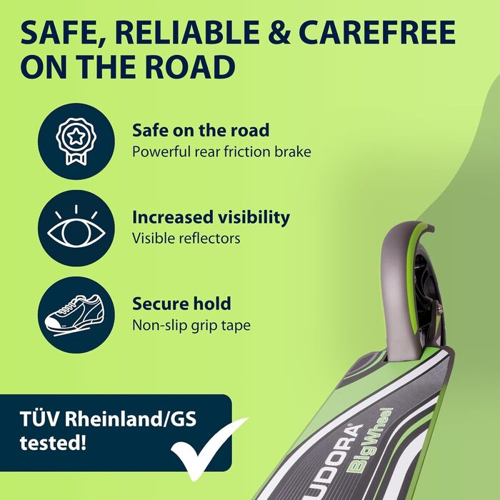 Самокат HUDORA BigWheel 205 з алюмінію, складаний, регульований, міський, для дітей та дорослих, до 100 кг