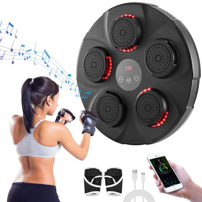 Музичний боксерський набір Music Wall Boxing з Bluetooth: інтерактивна музична боксерська машина з рукавичками для дітей та дорослих