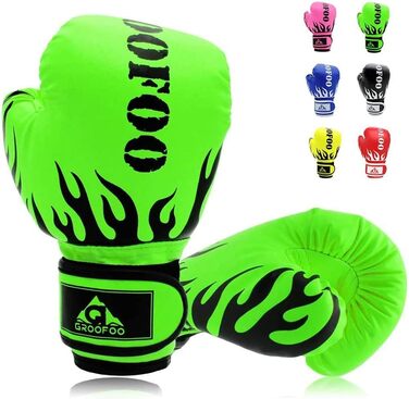 Дитячі боксерські рукавички GROOFOO для дітей 3-14 років, 4oz/6oz, для спарингу, тренувань, MMA, Muay Thai, кікбоксингу та бойових мистецтв (зелені)