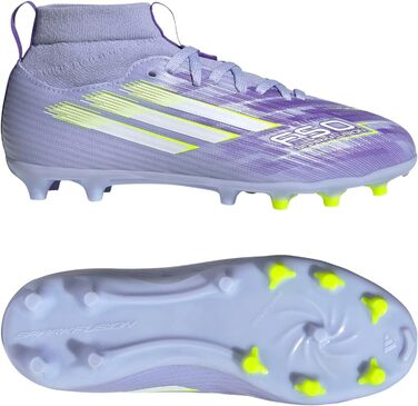 Дитячі футбольні бутси adidas F50 SPARKFUSION League W для штучного та твердого покриття, розмір 31.5 EU, фіолетовий, лимонний, пурпурний кольори