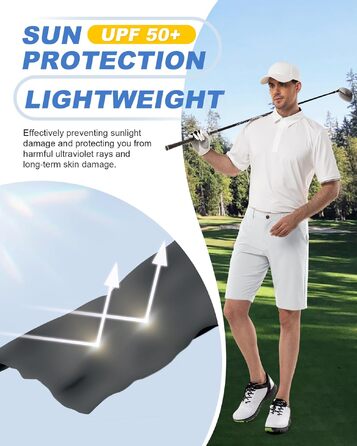 Чоловічі шорти для гольфу Outdoor Ventures UPF 50+ Stretch Dry Fit, швидкосохнучі бермуди з кишенями, сріблясто-сірі, розмір 36