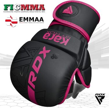 RDX MMA рукавички для бойових мистецтв, рожеві, XS-S, шкіра Maya Hide, для греплінгу, спарингу, муай тай, кікбоксингу, фріфайту та боксу