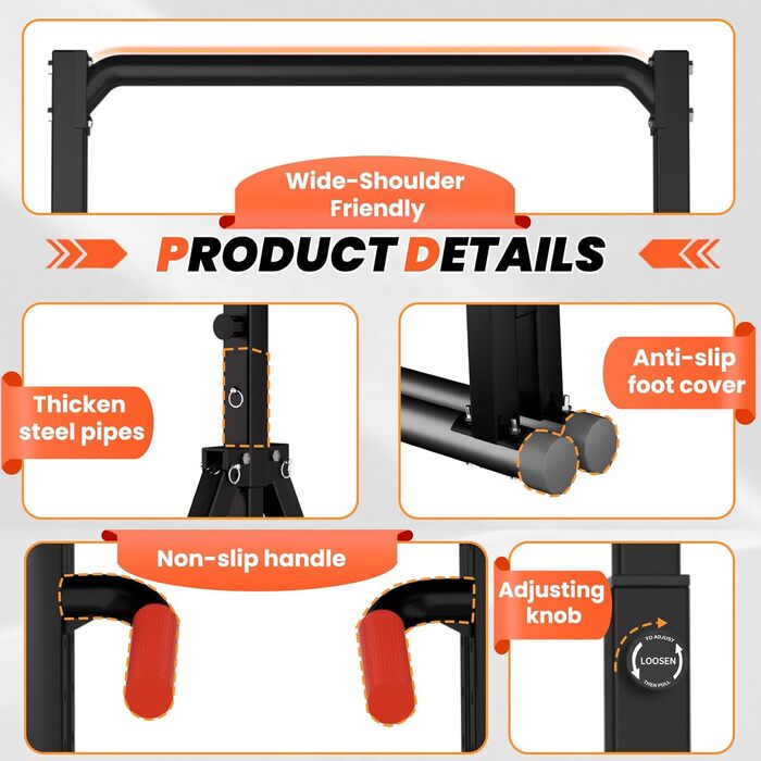 Спортивний турнік Klimmzugstange Freistehend Power Tower – багатофункціональний тренажер для дому, силові тренування, чорний