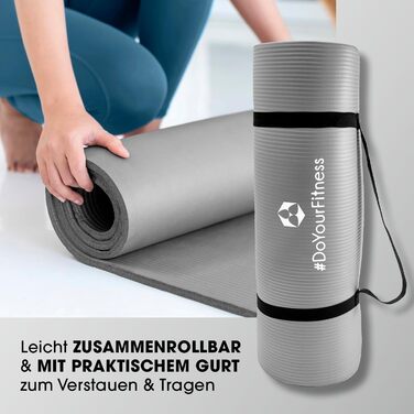 Фітнес-мат DoYourFitness, нековзкий, 183x61 см або XXL 190x100 см, товщина 0,8-2 см, захисний для суглобів, гімнастичний килимок, йога-мат для початківців і досвідчених, для дому та вулиці