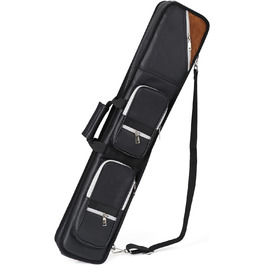 Чохол для бильярдного кия на 4 кия 8 насадок, шкірозамінник, чорний та верблюжий