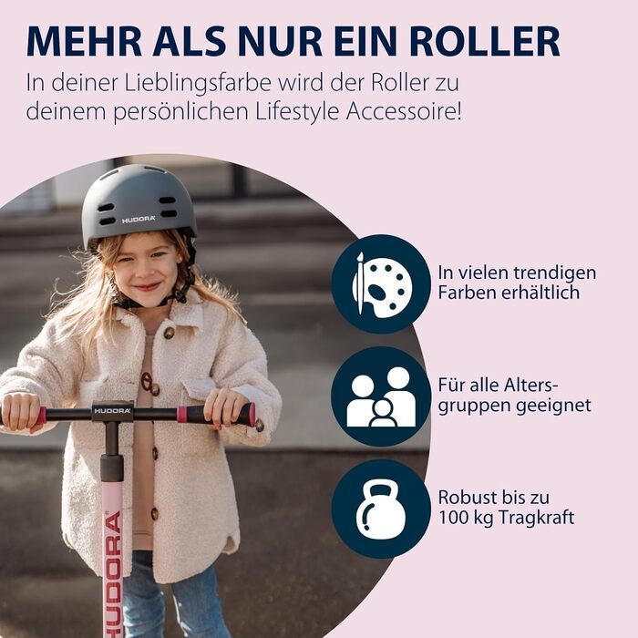 Самокат HUDORA BigWheel 205 Advanced, алюмінієвий, до 100 кг, складаний, висота регулюється, для дітей, підлітків і дорослих