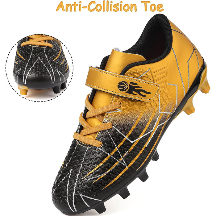 Дитячі футбольні бутси з шипами, професійні, чорно-золоті (35 EU)