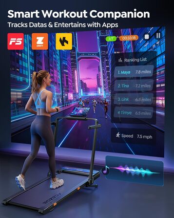 Бігова доріжка для дому Laufband з нахилом 0-15%, 3.0HP, складна, з динаміками, до 136 кг, розмір 137x72x13 см