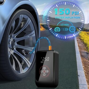 Електричний насос LOVPIS для велосипеда, авто, мотоцикла та м'ячів (150PSI, 4000mAh)