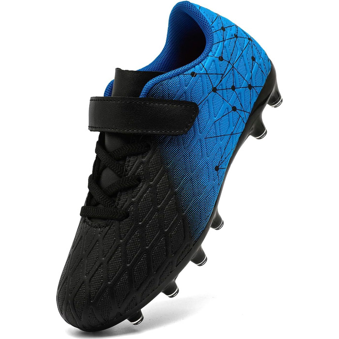Дитячі футбольні бутси DimaiGlobal з шипами для хлопчиків та дівчаток. Зал, штучний газон, фрістайл, футзал. Професійне тренування. 33 EU, чорний/синій