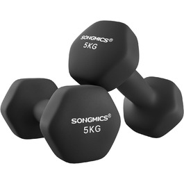 Гантелі SONGMICS 2x5 кг, неопрено-обробка, шестигранні, набір для домашніх тренувань