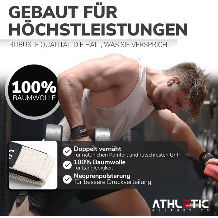 Підтримка для тяги Athletic Aesthetics - Професійні ремені для підйому ваги 60 см для фітнесу, важкої атлетики, станової тяги - Пара ременів для жінок та чоловіків, Бежевий (Силікон)