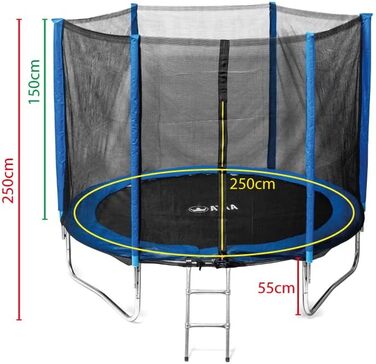 Батут для дітей 250 см з сіткою безпеки, блакитний – ідеальний для активного відпочинку на вулиці