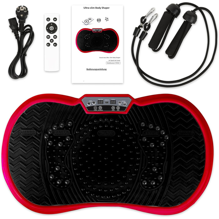 Вібраційна платформа для фітнесу з еластичними гумками та Bluetooth. Тренажер для дому, схуднення, оскарження. Рожево-білий (Чорно-червоний)