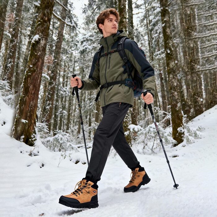 Чоловічі зимові черевики AX BOXING: утеплені, трекінгові, для хайкінгу, антиковзання, теплі снігові черевики, 41-46 EU (темно-жовтий, 46 EU)