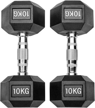 Гантелі Studio Hexagon 20 кг (2x10 кг), гумові, чорні