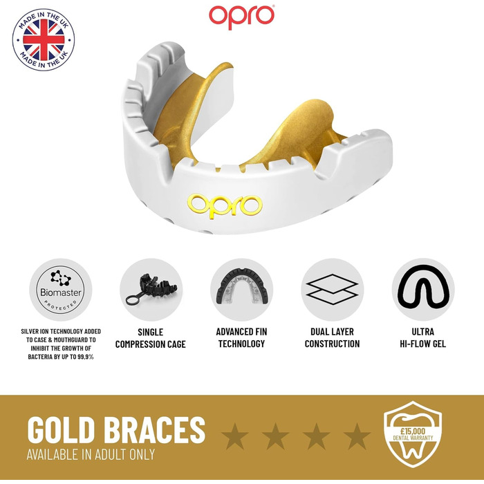 Захисна капа OPRO Gold для брекетів, спортивна, для дорослих, з інноваційною технологією підгонки, для боксу, ММА, хокею, лакросу та контактних видів спорту, червоно-перламутрова