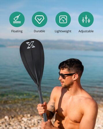 Весло для SUP-дошки ZLX, розбірне, регульоване, з лезом з скловолокна, 3 або 4 секції, зелений SUP двосторонній весло, аксесуари для сапборда