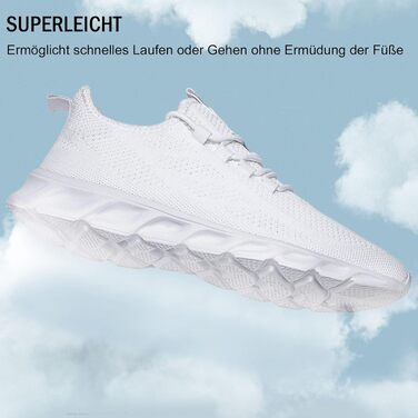 Чоловічі кросівки для бігу та занять спортом. Легкі дихаючі кросівки для тренувань, фітнесу та повсякденного носіння (43 EU, Білий 02)