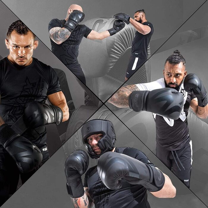 Боксерські рукавички RDX для чоловіків і жінок, Muay Thai, кікбоксинг, тренувальні, шкіра Maya Hide, чорні, для боксу, MMA та єдиноборств