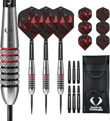 Набір дартсів Darts Corner Astrofire, корпус 90% вольфрам, сталеві наконечники, 6 флайтів, 6 шафтів, картка та кейс